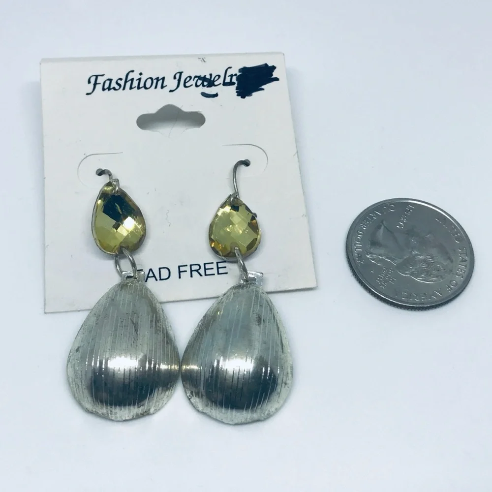 Vintage Costume Jewelry Earrings Acrylic Crystal Stones in Metal Setting Rare